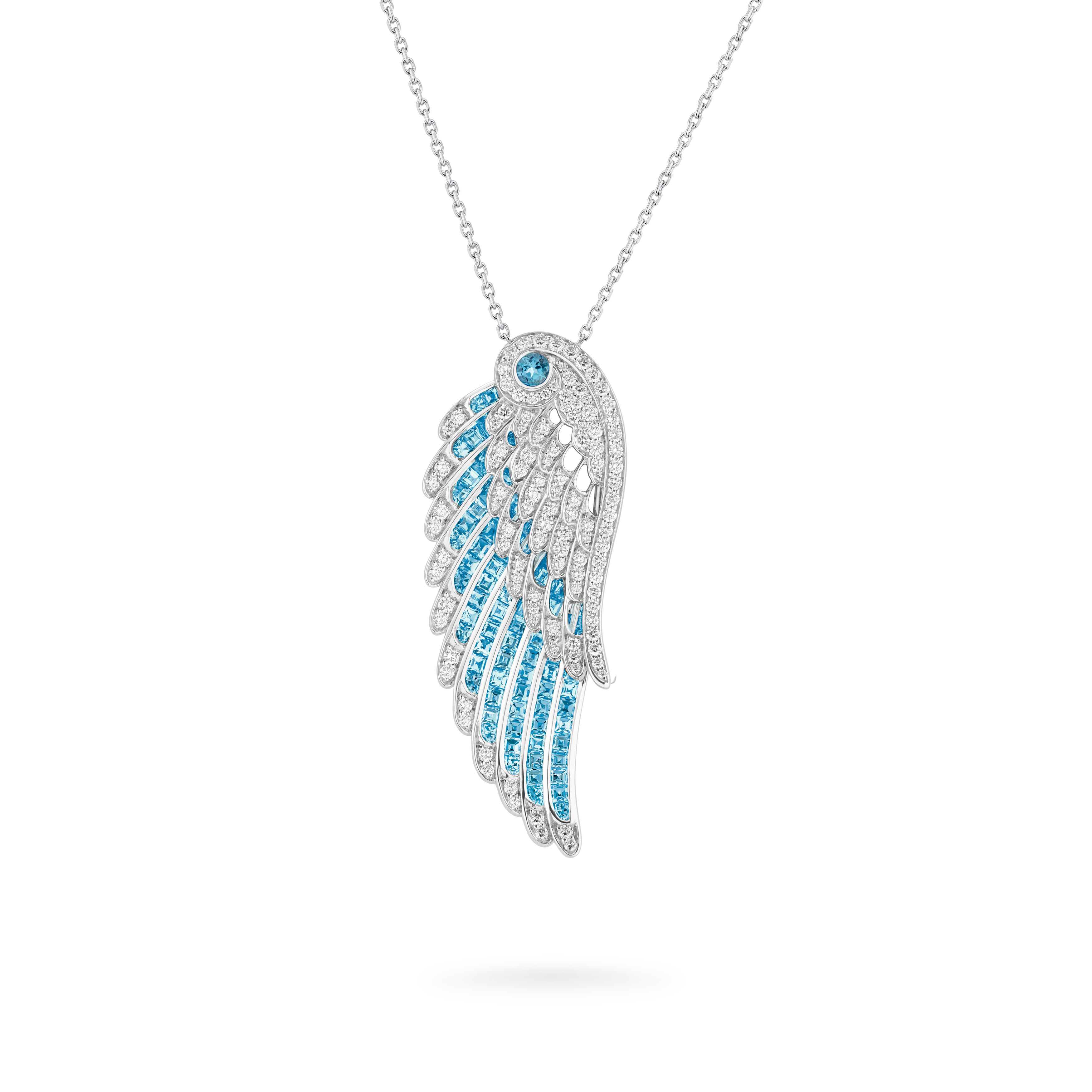 Garrard Wings Embrace jewellery collection Aquamarine and Diamond Slider Pendant In 18ct White Gold 2016642 Hero View Garrard Wings Embrace jewellery collection Aquamarine and Diamond Slider Pendant In 18ct White Gold 2016642 Hero View