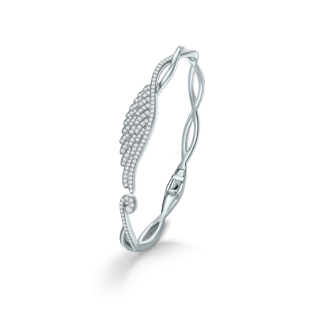 Garrard Wings Embrace jewellery collection Diamond bangle in 18ct white gold 2015922 2015754 2015923 Hero View