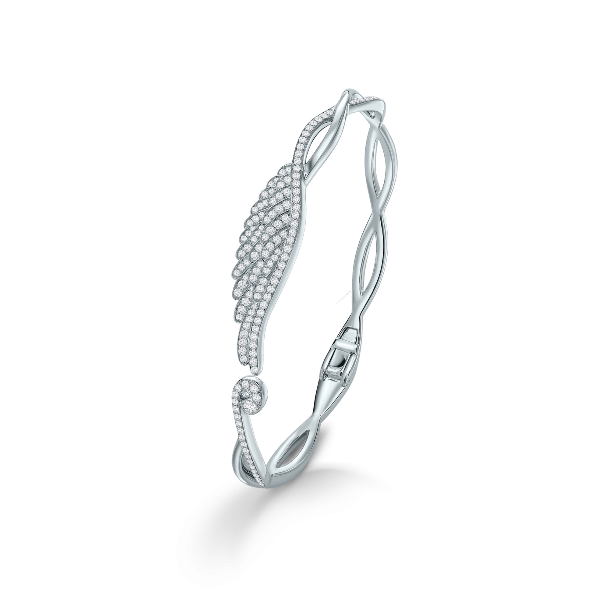 Garrard Wings Embrace jewellery collection Diamond bangle in 18ct white gold 2015922 2015754 2015923 Hero View