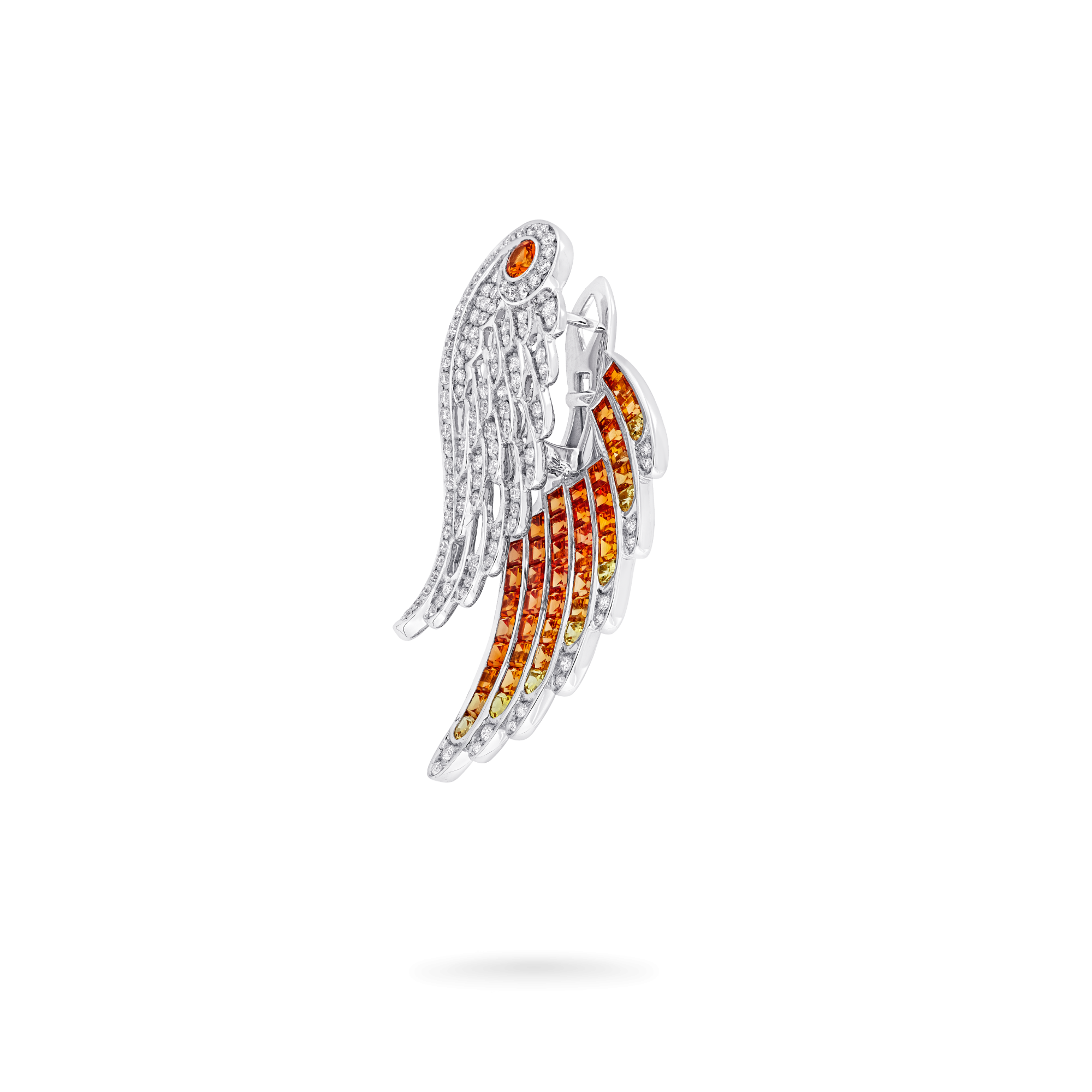 Garrard Wings Embrace jewellery collection Phoenix Ear Jacket In 18ct White Gold with Diamonds and Sapphires 2017608 Side