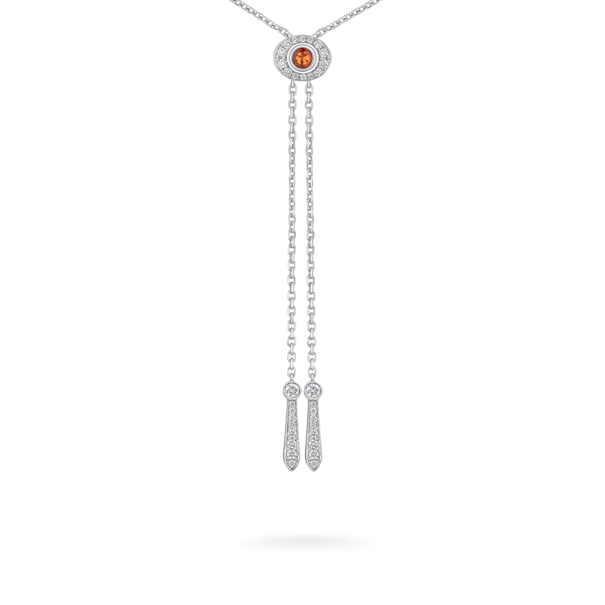 Garrard Wings Embrace jewellery collection Phoenix Slider Pendant In 18ct White Gold with Diamonds and Sapphires 2017607 back