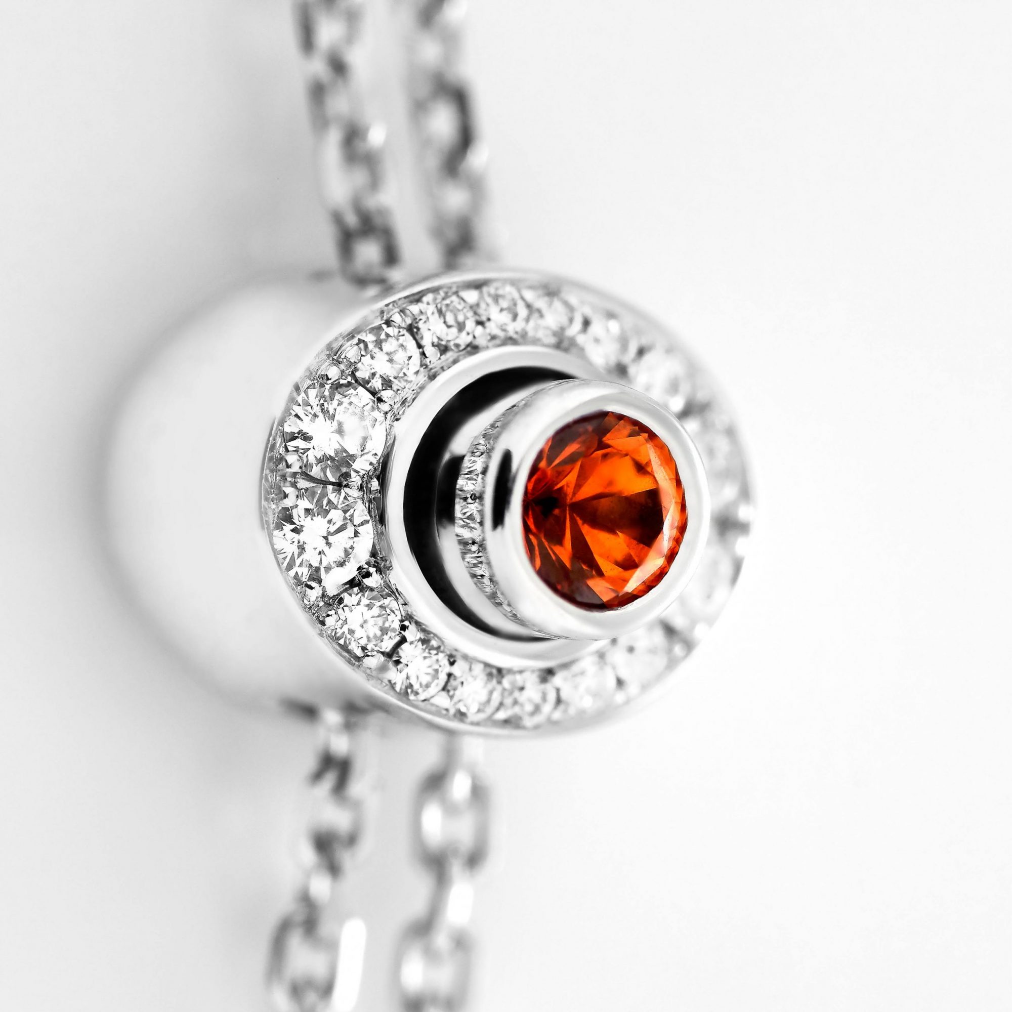 Garrard Wings Embrace jewellery collection Phoenix Slider Pendant In 18ct White Gold with Diamonds and Sapphires 2017607 clasp
