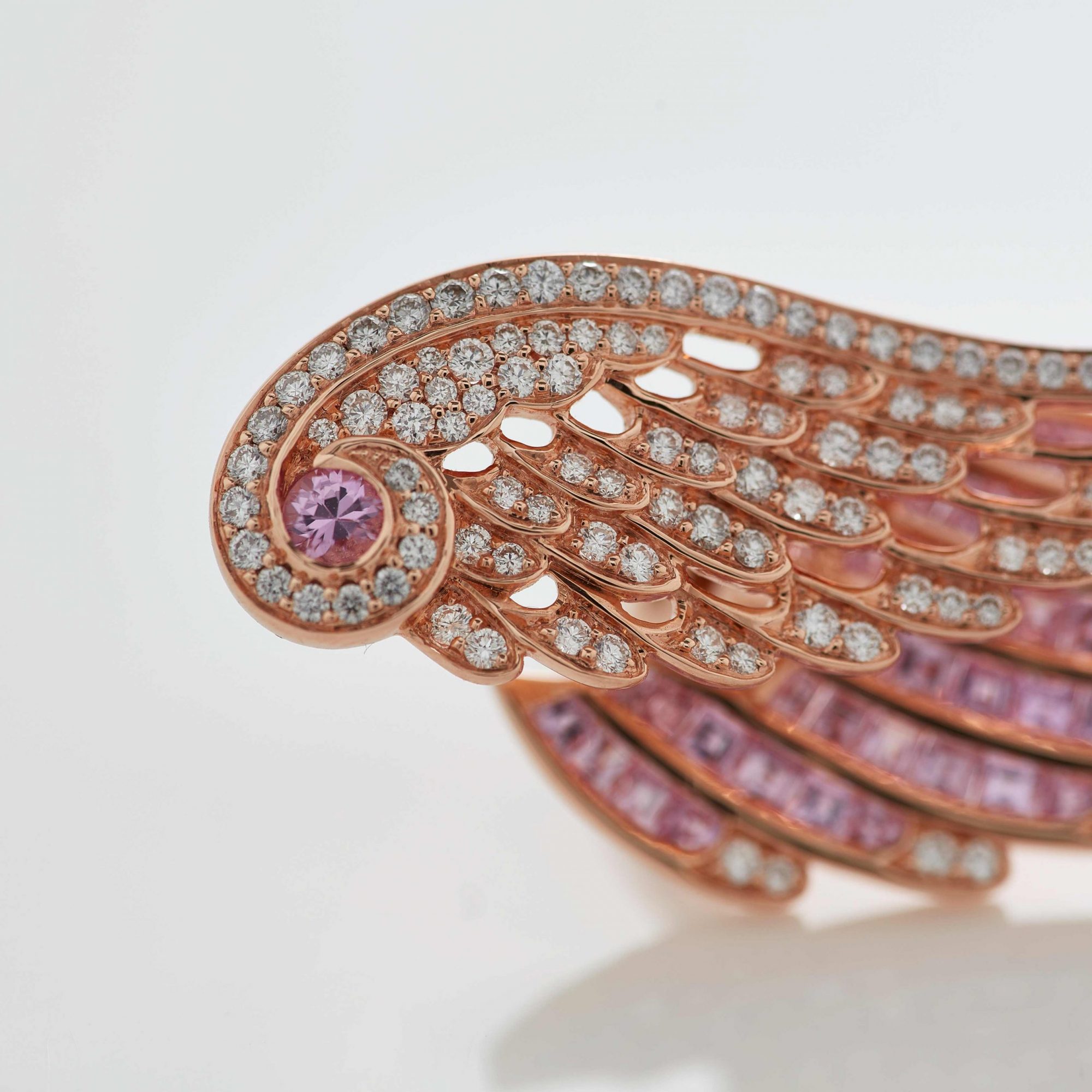 Garrard Wings Embrace jewellery collection Pink Sapphire and Diamond Ear Jackets 2016584 Detail 2