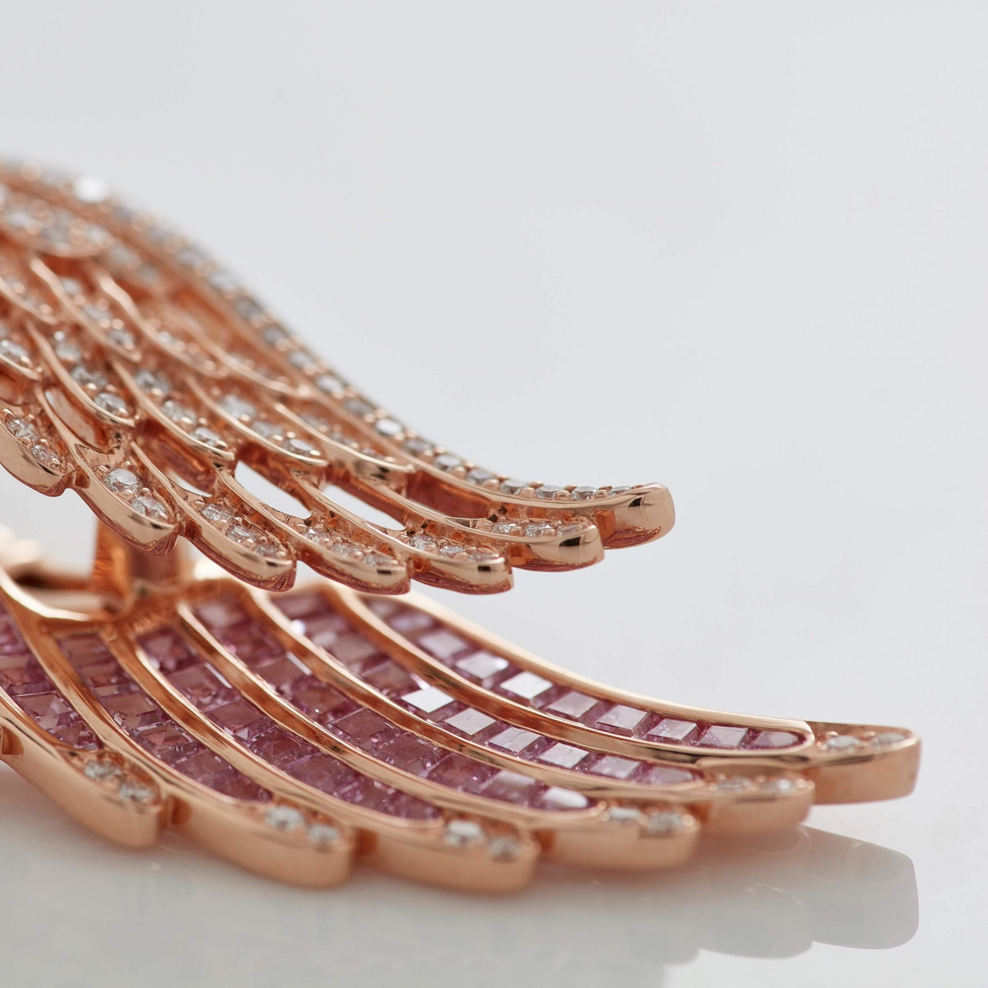 Garrard Wings Embrace jewellery collection Pink Sapphire and Diamond Ear Jackets 2016584 Detail