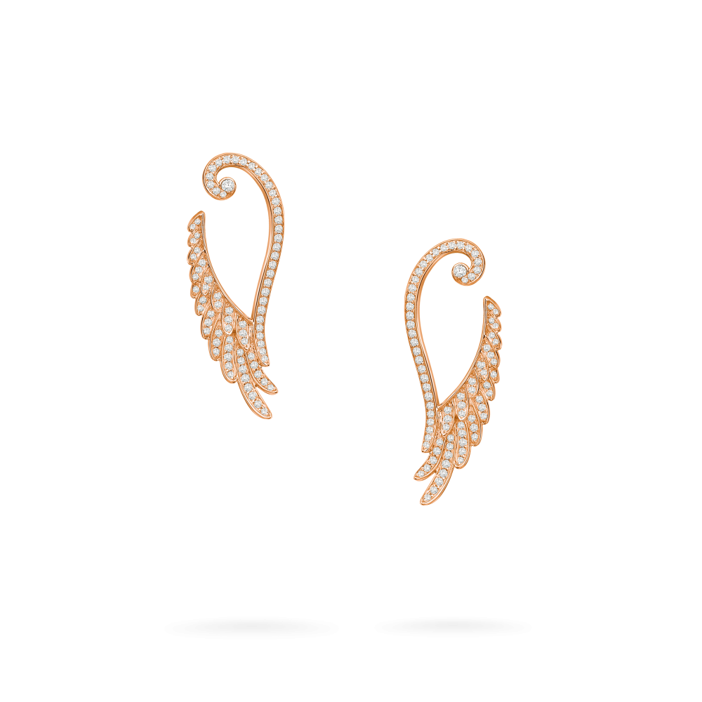 Garrard Wings Embrace jewellery collection Wings Embrace Diamond Drop Earrings In 18ct Rose Gold 2015908 Hero View