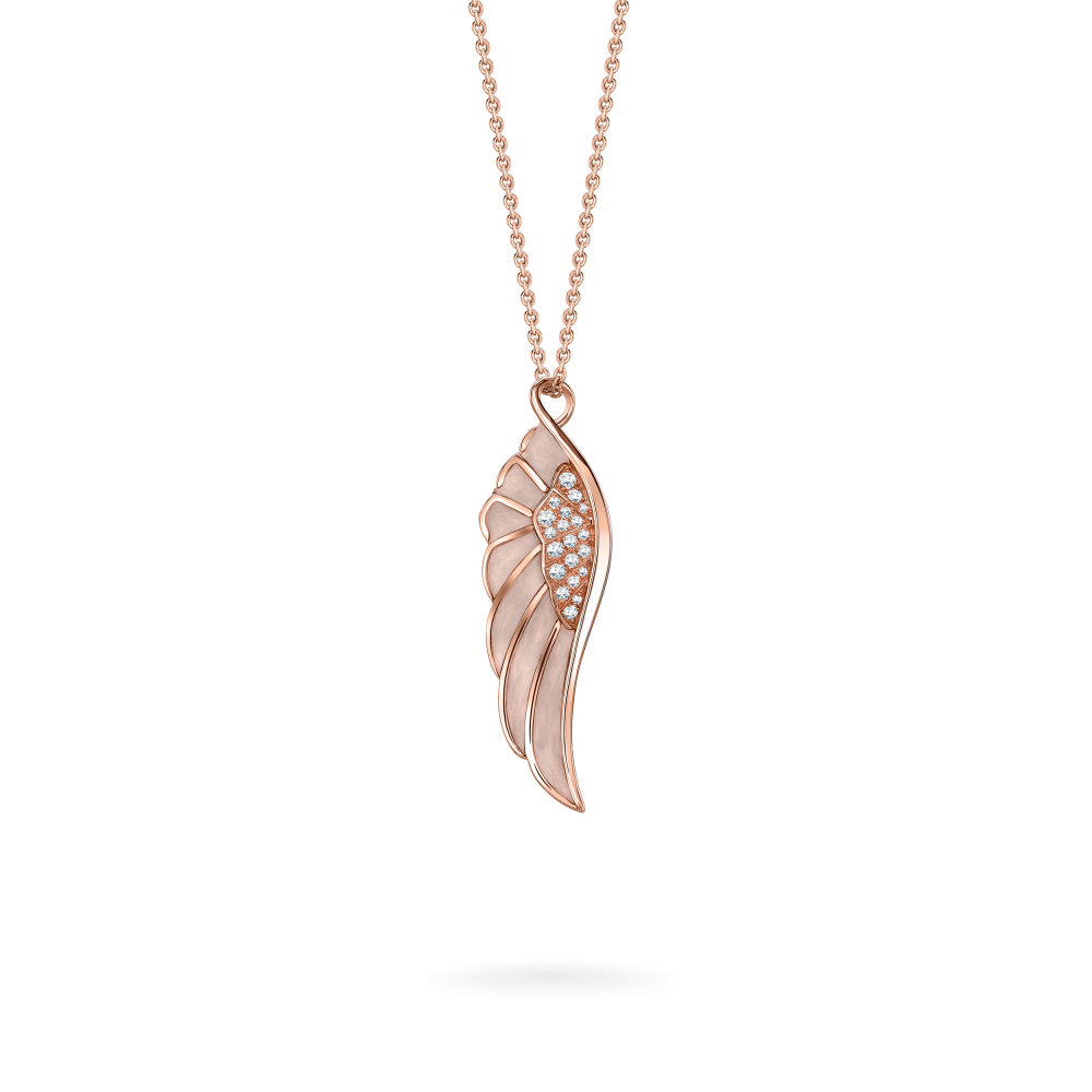 Garrard Wings Reflection jewellery collection Spring Enamel Pendant In 18ct Rose Gold with Diamonds 2014691 Hero