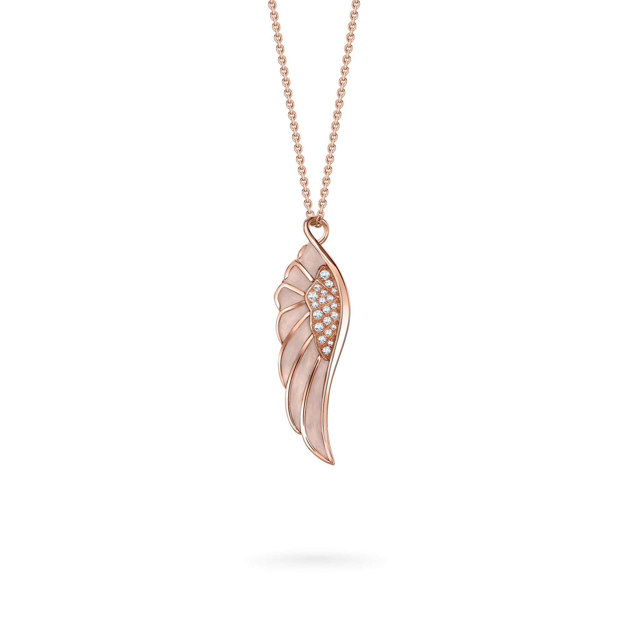 Garrard Wings Reflection jewellery collection Spring Enamel Pendant In 18ct Rose Gold with Diamonds 2014691 Hero
