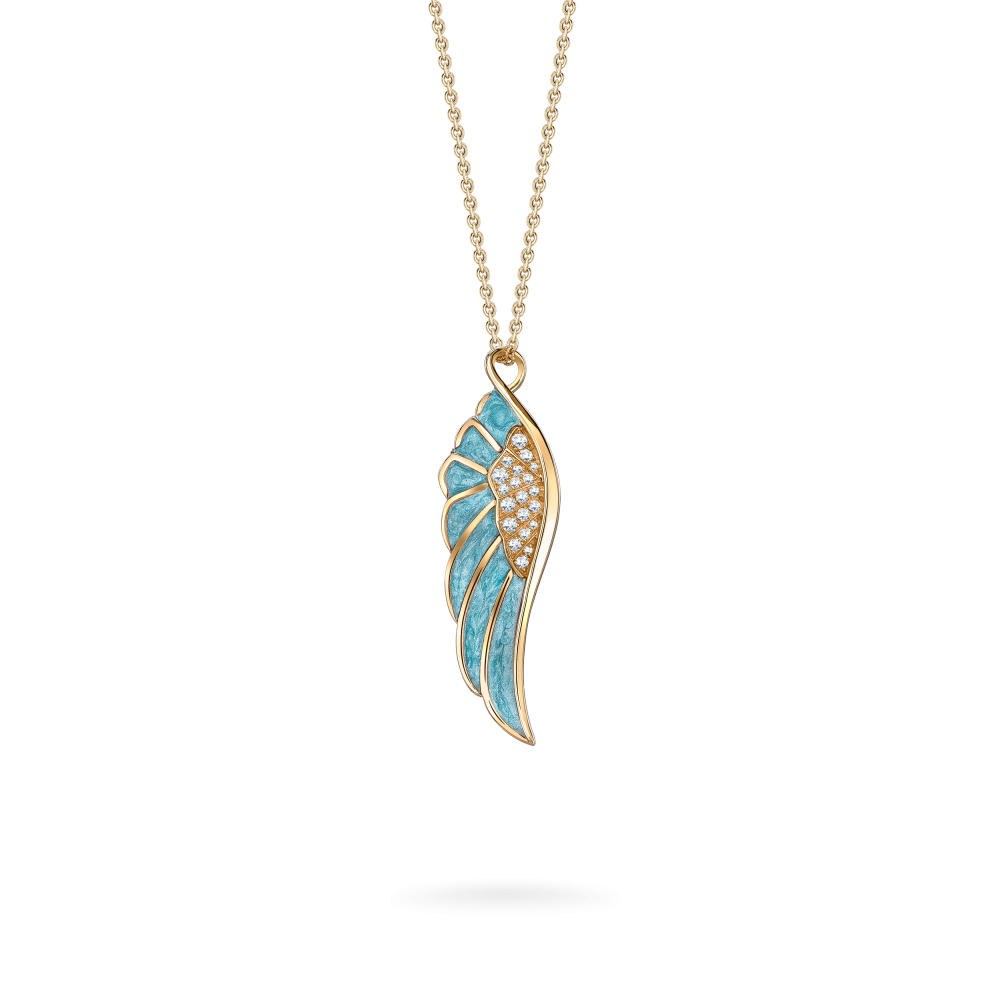 Garrard Wings Reflection jewellery collection Summer Enamel Pendant In 18ct Yellow Gold with Diamonds 2014688 Hero View
