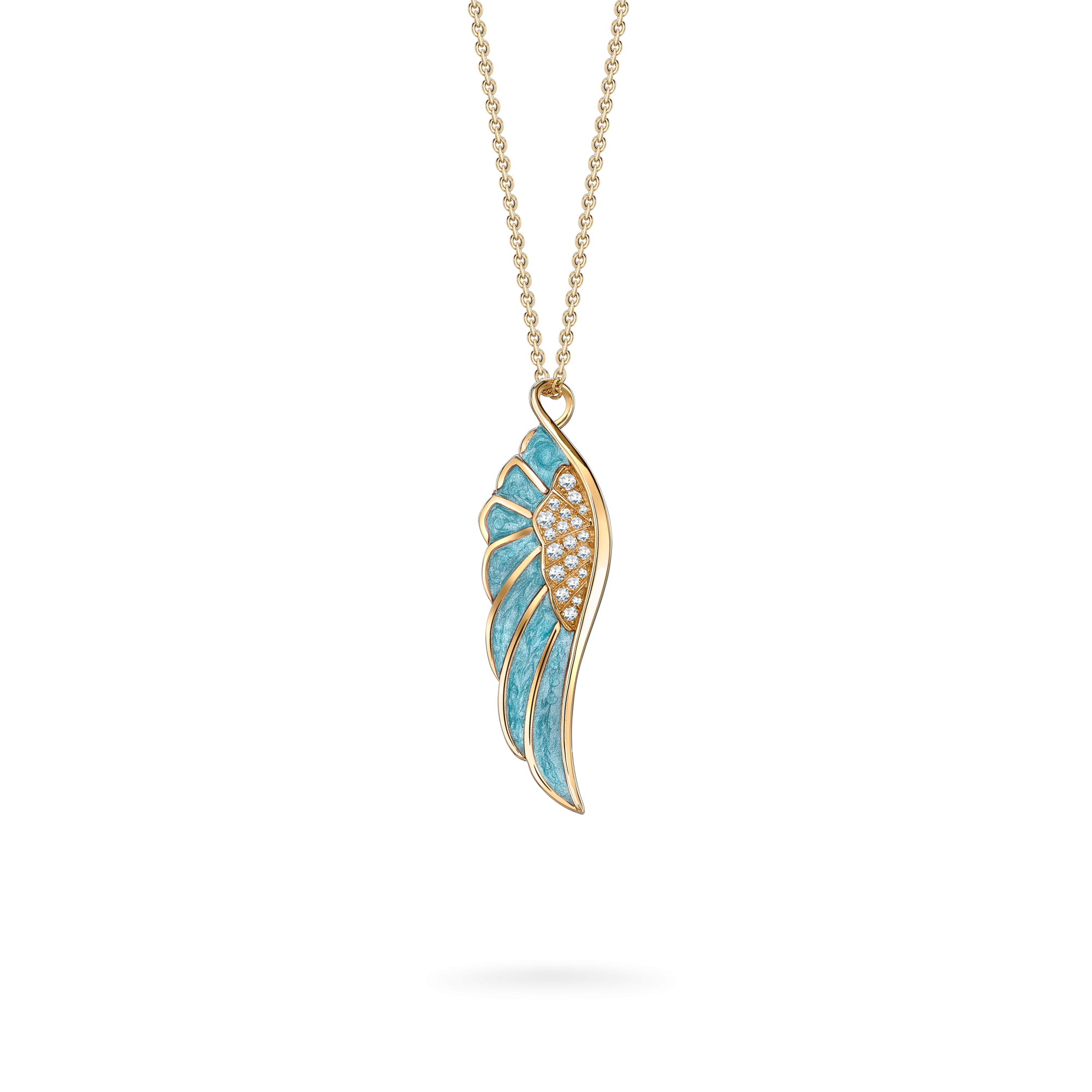 Garrard Wings Reflection jewellery collection Summer Enamel Pendant In 18ct Yellow Gold with Diamonds 2014688 Hero View