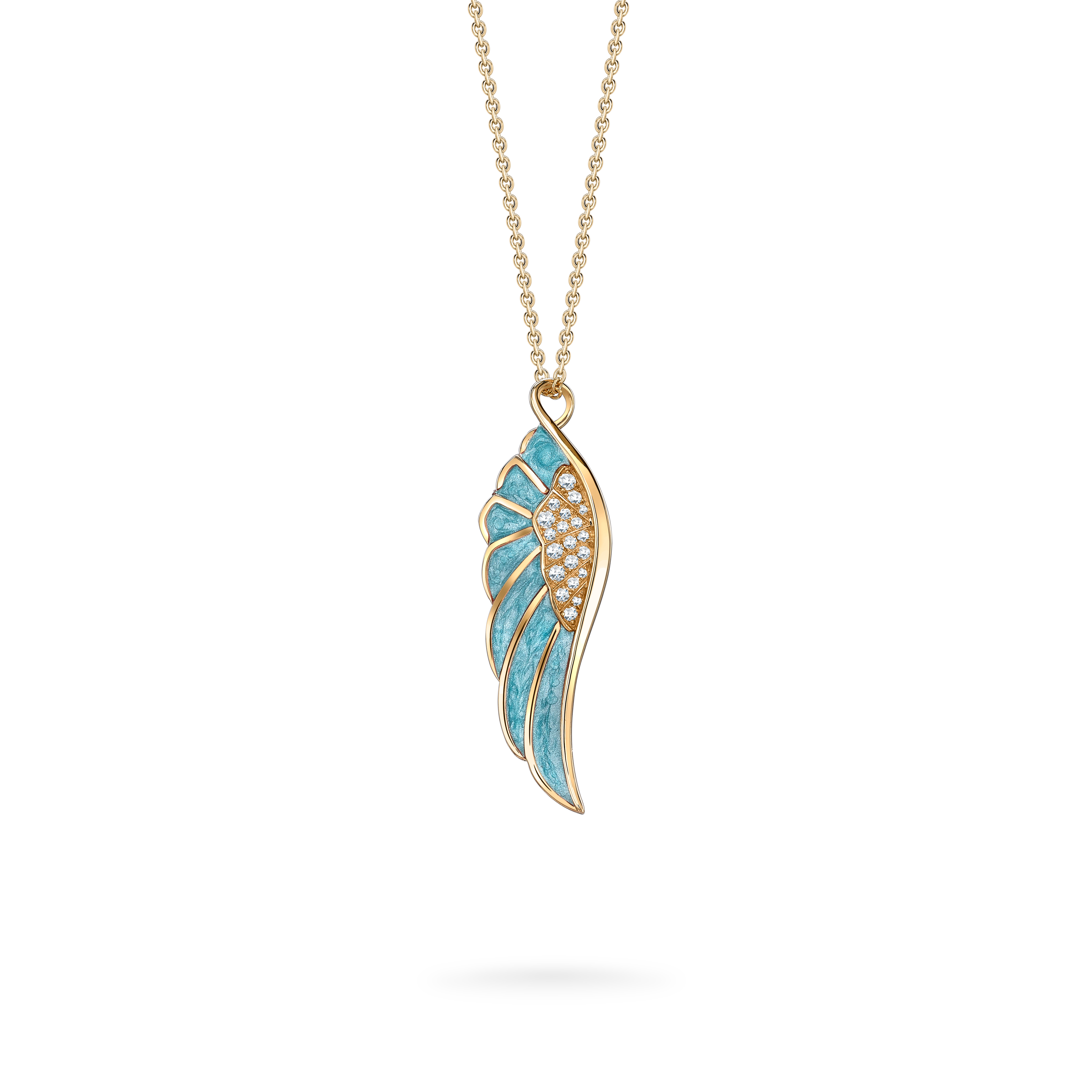 Garrard Wings Reflection jewellery collection Summer Enamel Pendant In 18ct Yellow Gold with Diamonds 2014688 Hero View Garrard Wings Reflection jewellery collection Summer Enamel Pendant In 18ct Yellow Gold with Diamonds 2014688 Hero View