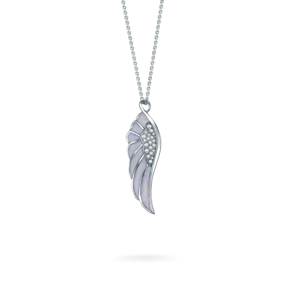 Garrard Wings Reflection jewellery collection Winter Enamel Pendant In 18ct White Gold with Diamonds 2014690 Hero View