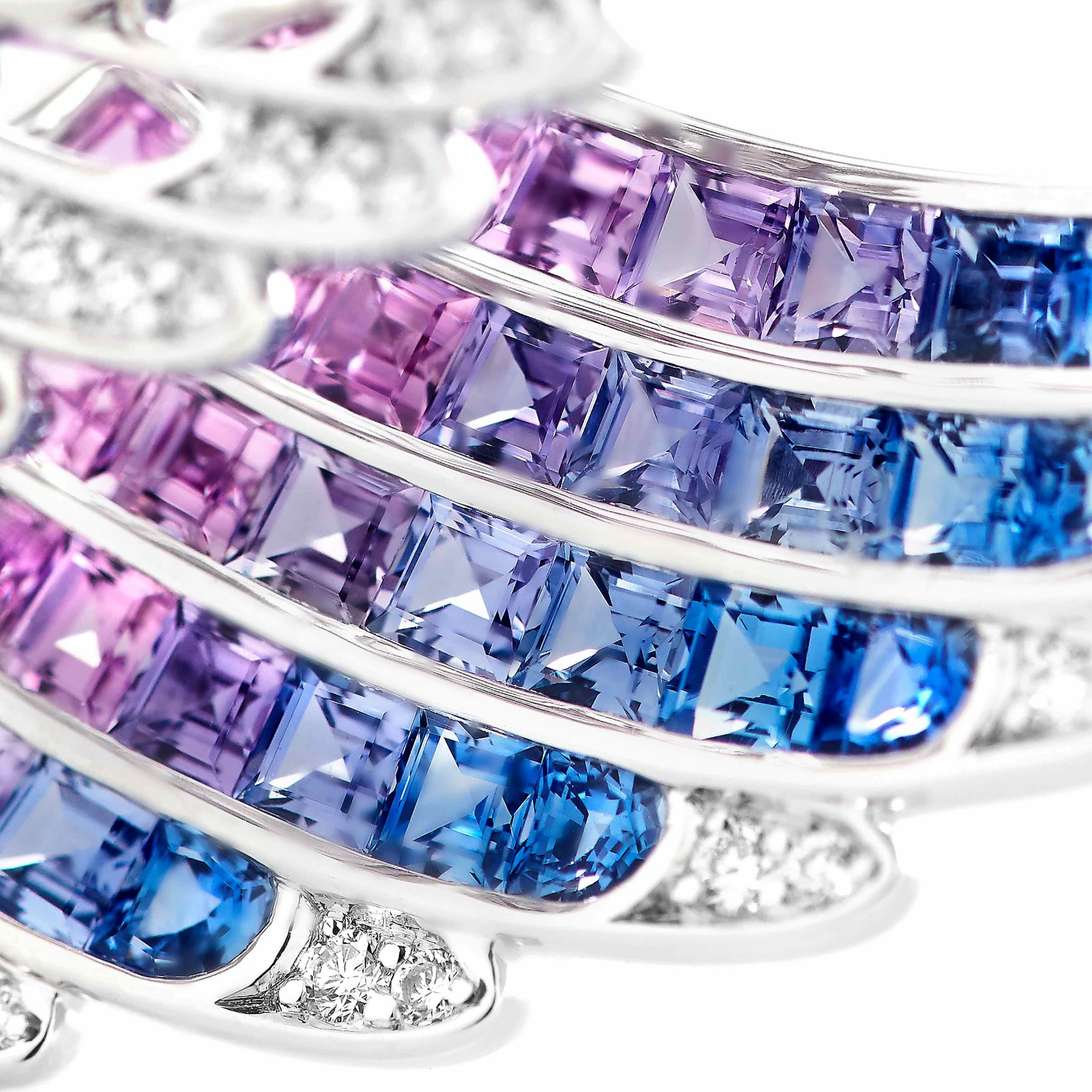 Garrard Wings collection Embrace Bird of Paradise Ear Jackets in 18ct White Gold with Diamonds and Sapphires 2017914 Detail 1 Garrard Wings collection Embrace Bird of Paradise Ear Jackets in 18ct White Gold with Diamonds and Sapphires 2017914 Detail 1