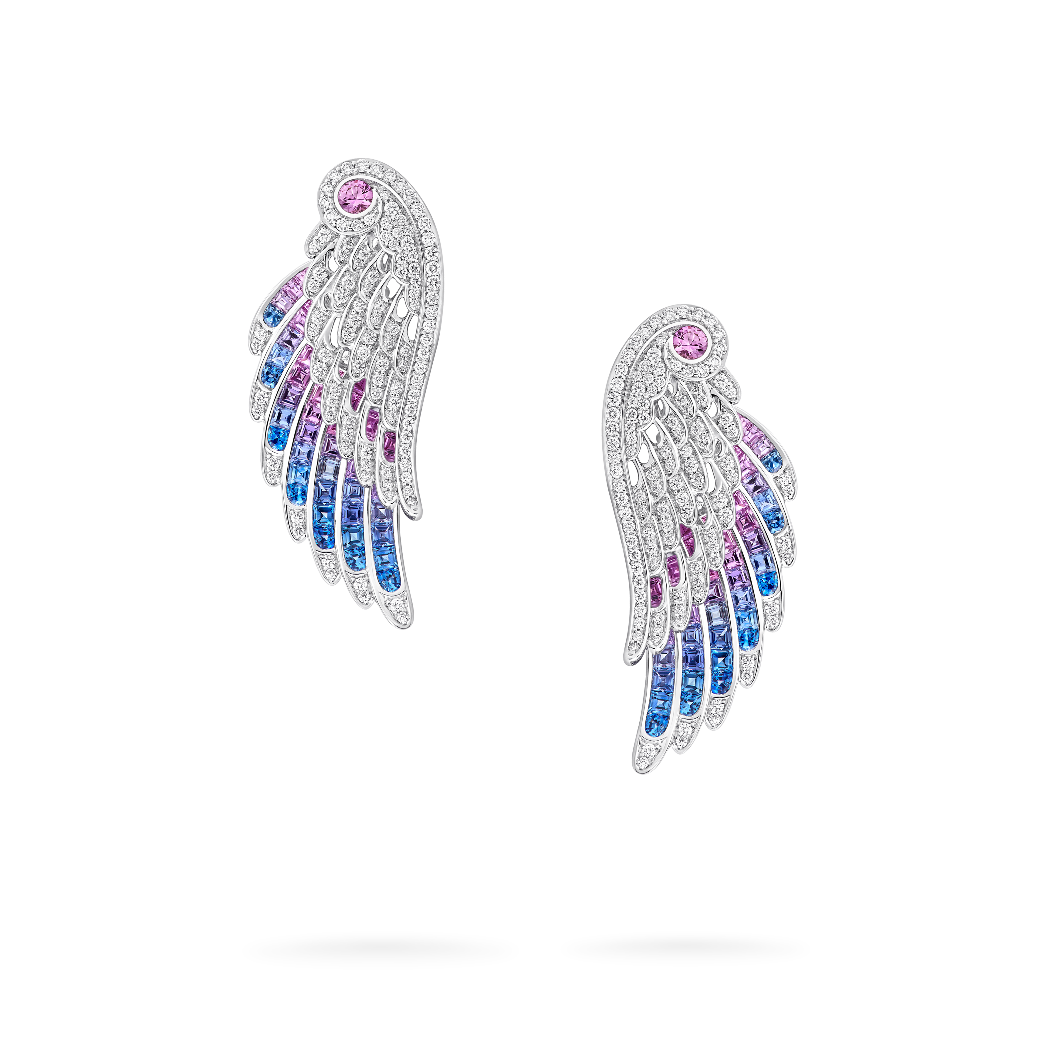 Garrard Wings collection Embrace Bird of Paradise Ear Jackets in 18ct White Gold with Diamonds and Sapphires 2017914 Hero View Garrard Wings collection Embrace Bird of Paradise Ear Jackets in 18ct White Gold with Diamonds and Sapphires 2017914 Hero View