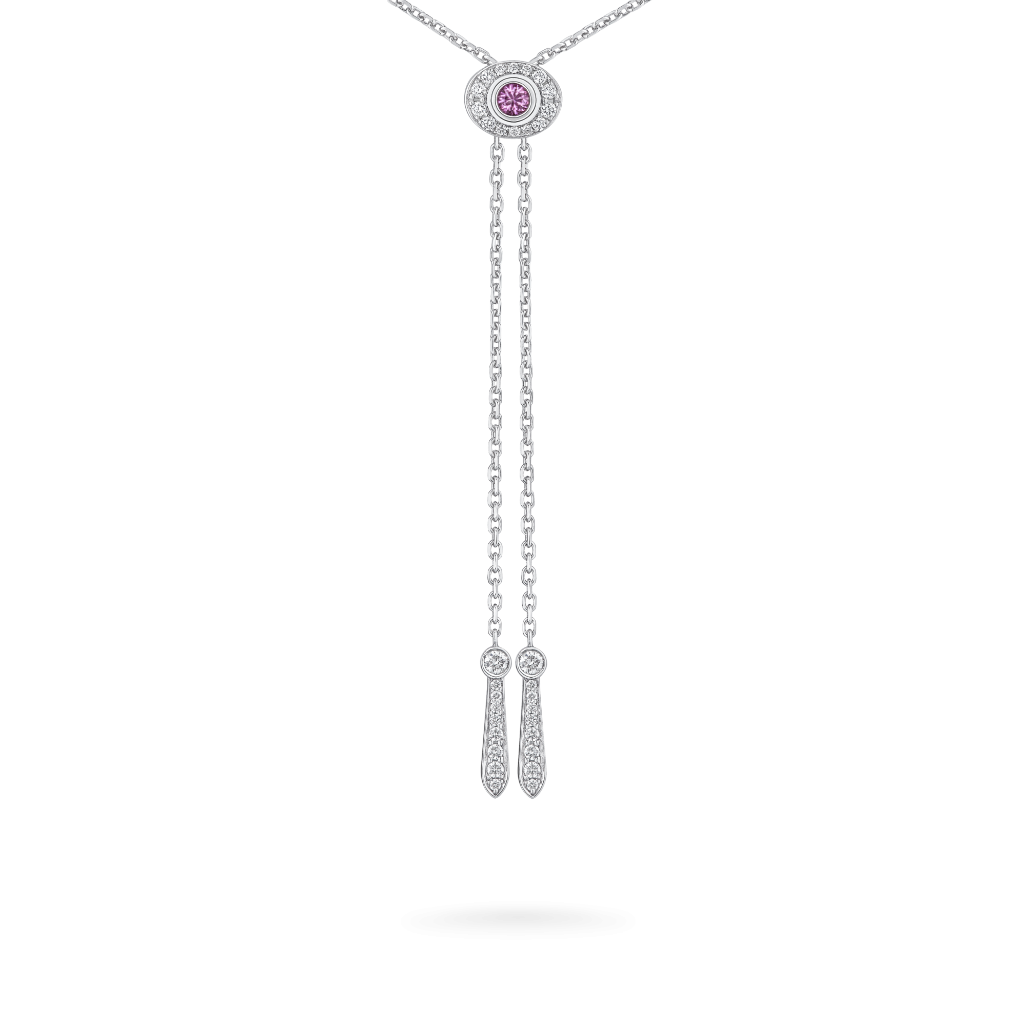 Garrard Wings collection Embrace Bird of Paradise Slider Pendant In 18ct White Gold with Diamonds and Sapphires 2017913 Back
