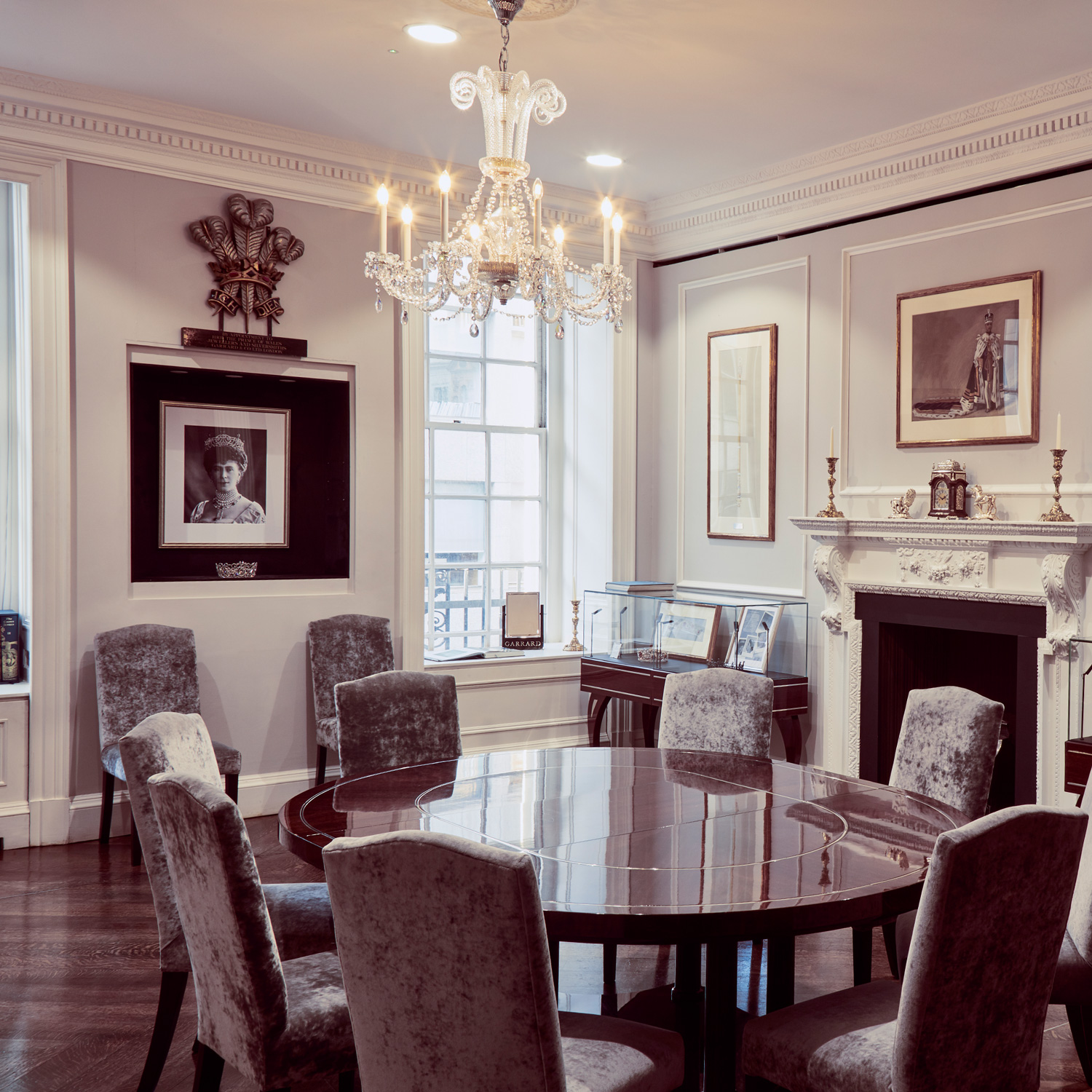 Interior of the Queen Mary Room inside Garrard jewellery flagship store in Albemarle street Mayfair London