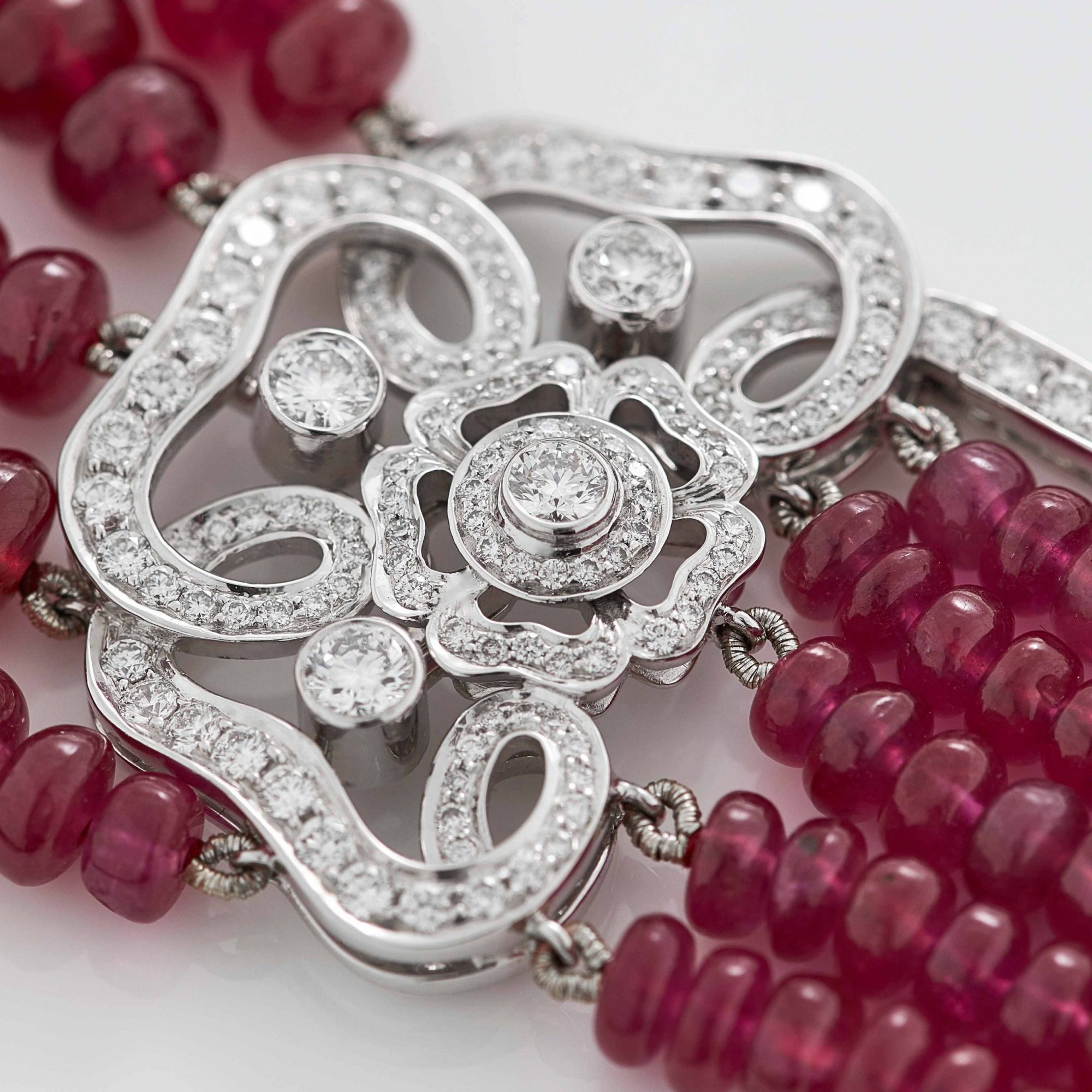 Red Rose High Jewellery Ruby and Diamond Necklace In 18ct White Gold 2015423 Detail