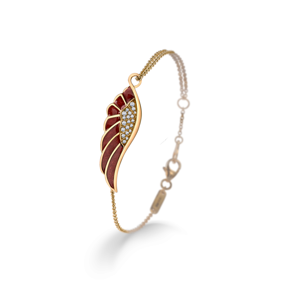 Wings Reflection jewellery collection Autumn Enamel Bracelet In 18ct Yellow Gold with Diamonds 2014701 Hero View