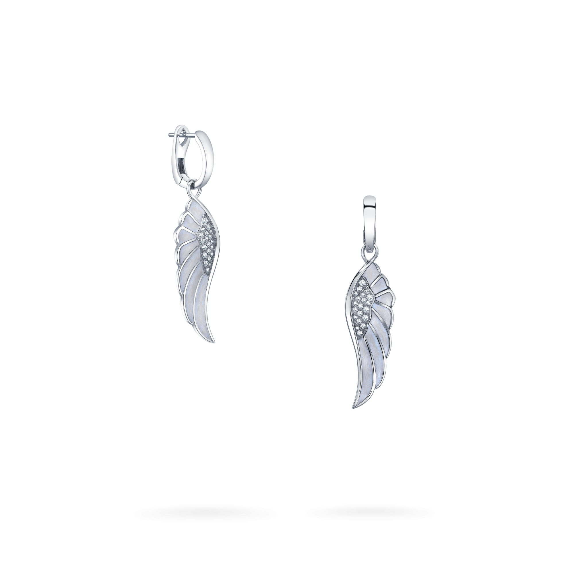 Wings Reflection jewellery collection Hoop and Drop Enamel Earrings In 18ct White Gold with Diamonds 2014697 Hero View