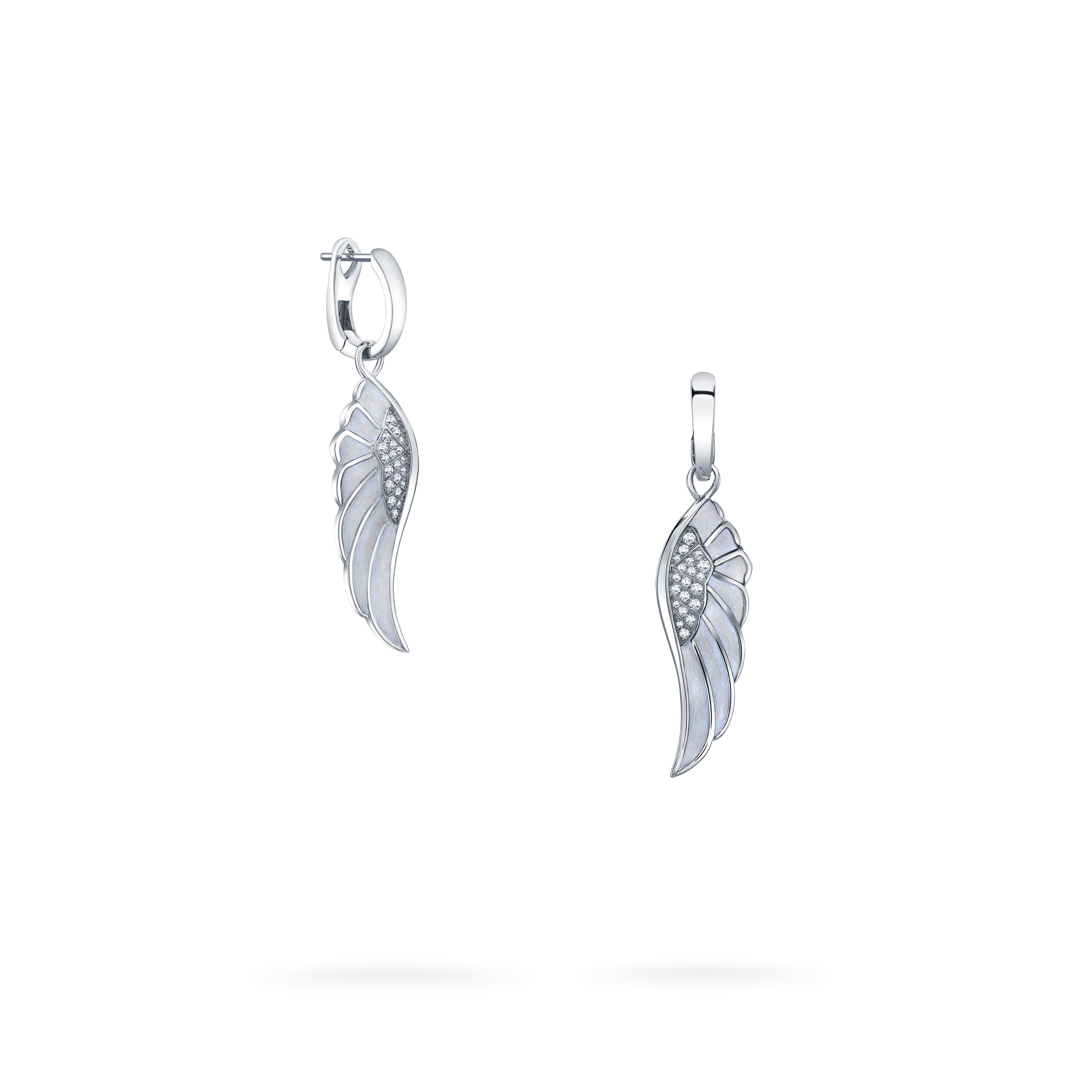 Wings Reflection jewellery collection Hoop and Drop Enamel Earrings In 18ct White Gold with Diamonds 2014697 Hero View Wings Reflection jewellery collection Hoop and Drop Enamel Earrings In 18ct White Gold with Diamonds 2014697 Hero View
