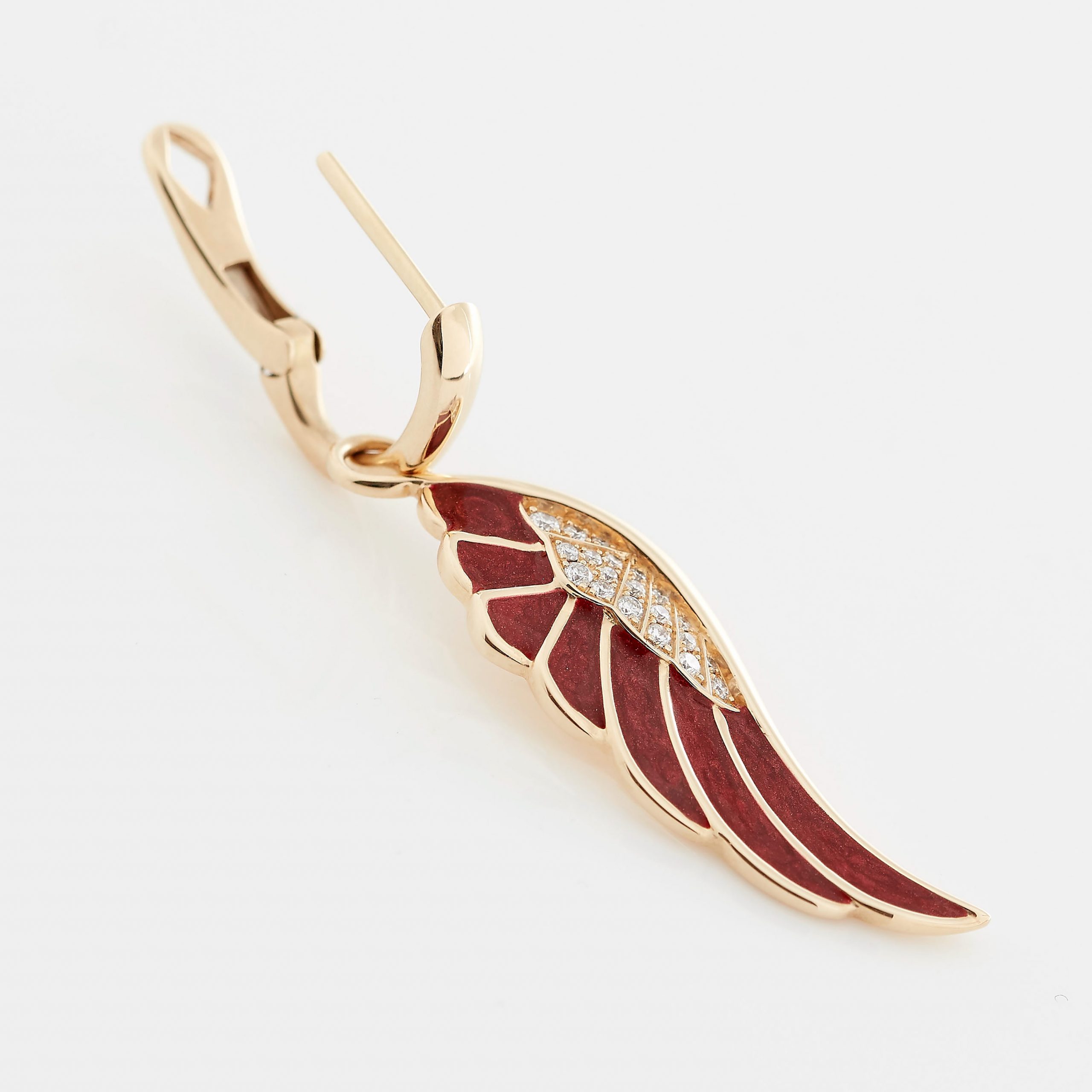 Wings Reflection jewellery collection Hoop and Drop Enamel Earrings In 18ct Yellow Gold with Diamonds 2014696 Clasp Wings Reflection jewellery collection Hoop and Drop Enamel Earrings In 18ct Yellow Gold with Diamonds 2014696 Clasp