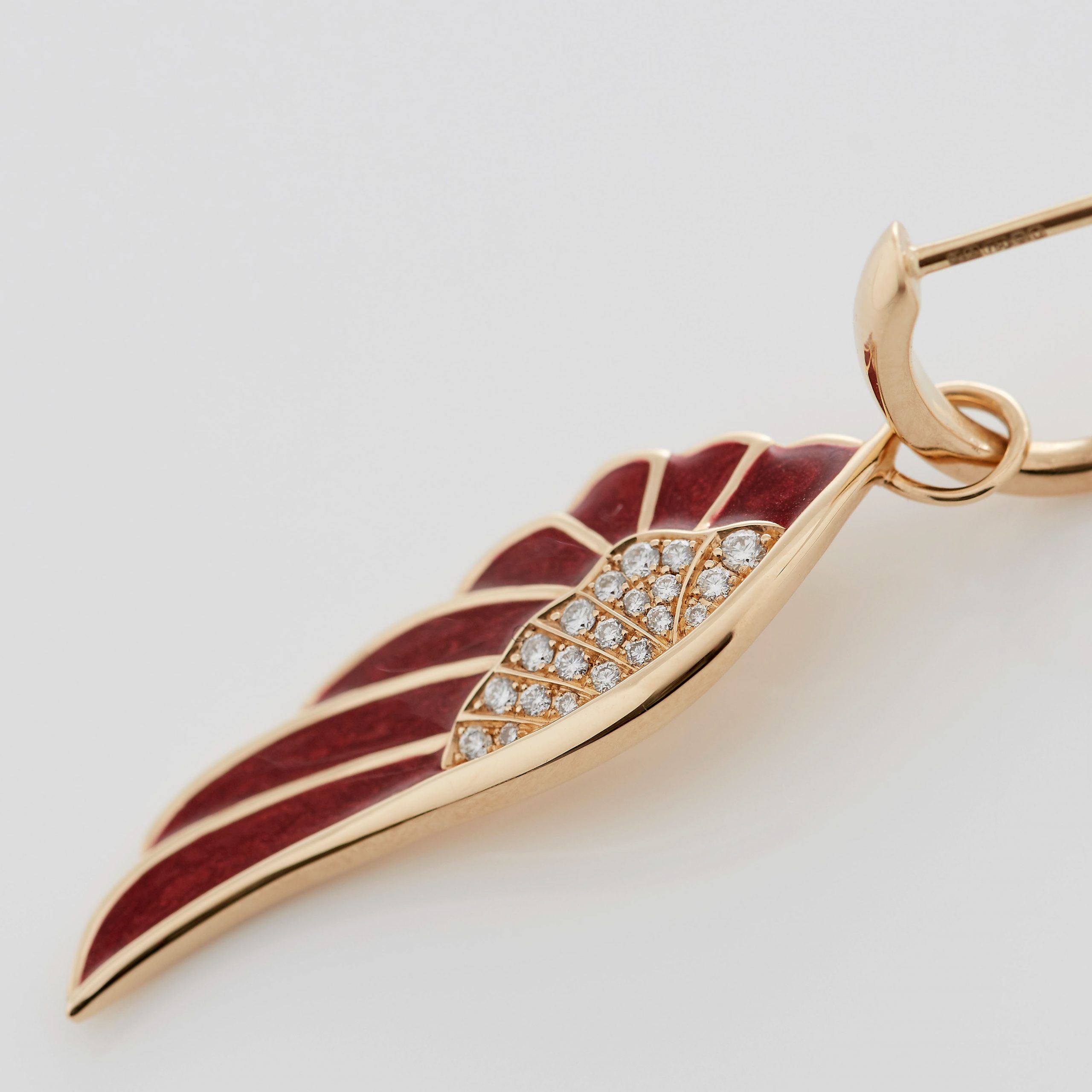 Wings Reflection jewellery collection Hoop and Drop Enamel Earrings In 18ct Yellow Gold with Diamonds 2014696 Detail Wings Reflection jewellery collection Hoop and Drop Enamel Earrings In 18ct Yellow Gold with Diamonds 2014696 Detail