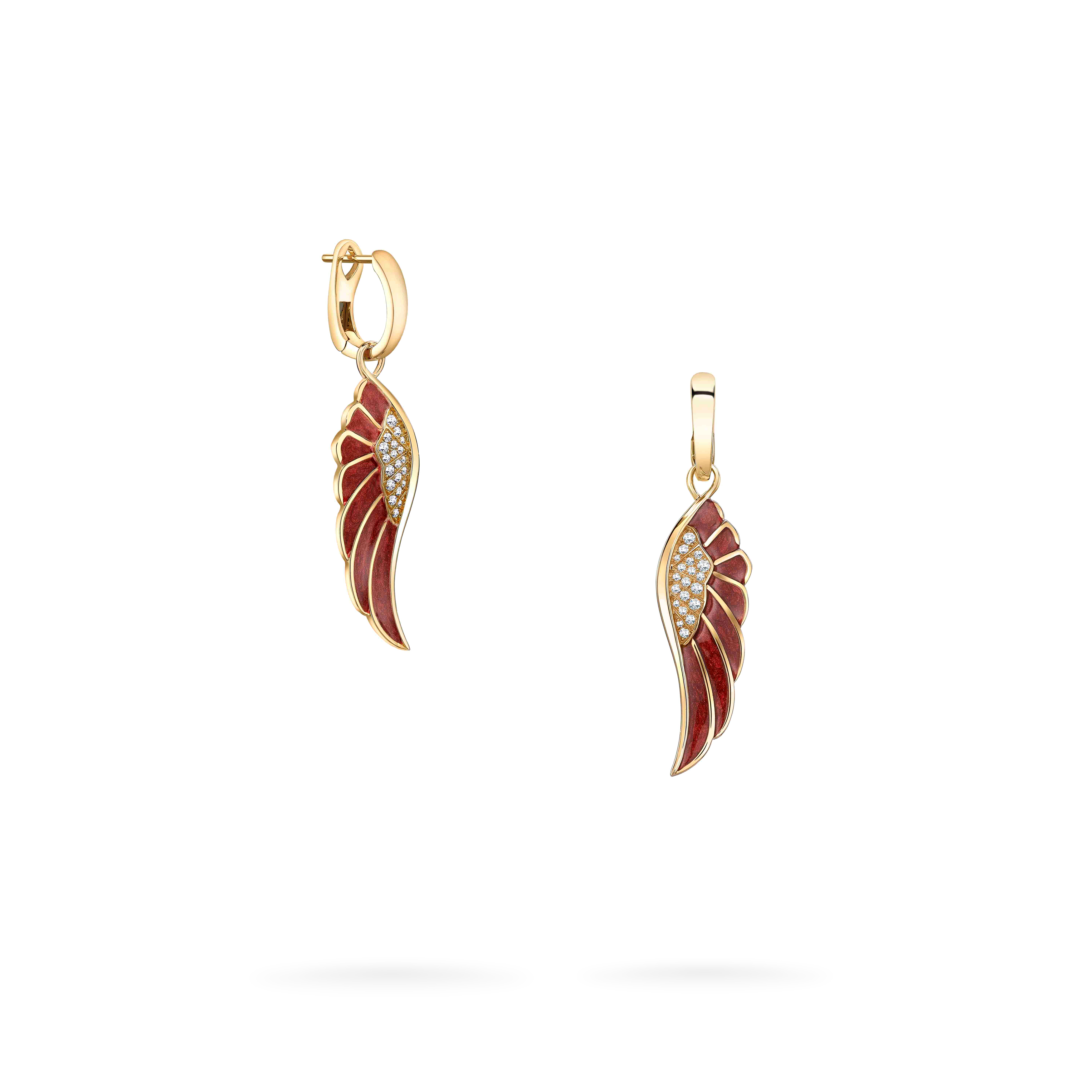 Wings Reflection jewellery collection Hoop and Drop Enamel Earrings In 18ct Yellow Gold with Diamonds 2014696 Hero View Wings Reflection jewellery collection Hoop and Drop Enamel Earrings In 18ct Yellow Gold with Diamonds 2014696 Hero View