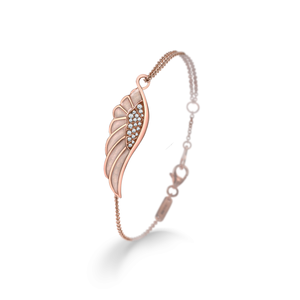 Wings Reflection jewellery collection Spring Enamel Bracelet In 18ct Rose Gold with Diamonds 2014703 Hero View