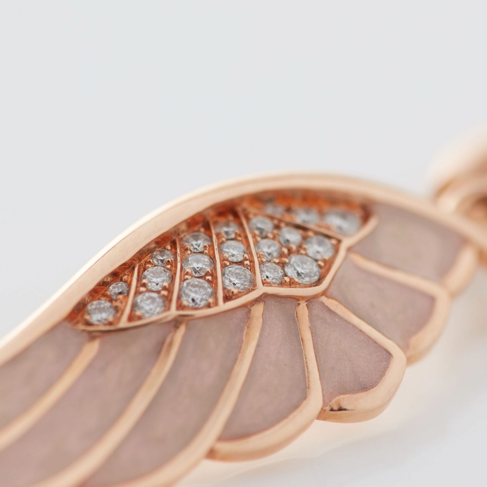 Wings Reflection jewellery collection Spring Hoop and Drop Enamel Earrings In 18ct Rose Gold with Diamonds 2014698 Detail 2