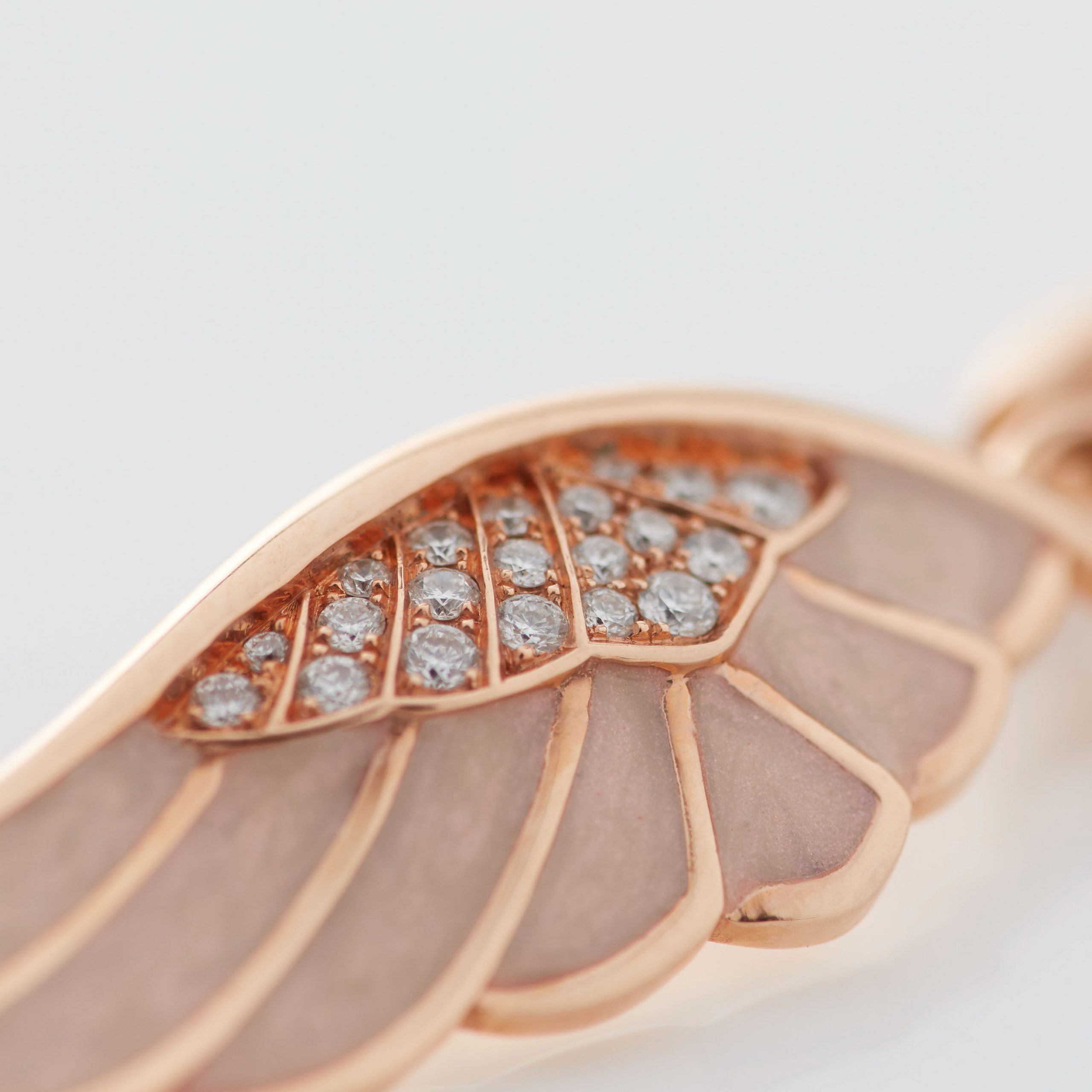 Wings Reflection jewellery collection Spring Hoop and Drop Enamel Earrings In 18ct Rose Gold with Diamonds 2014698 Detail 2 Wings Reflection jewellery collection Spring Hoop and Drop Enamel Earrings In 18ct Rose Gold with Diamonds 2014698 Detail 2