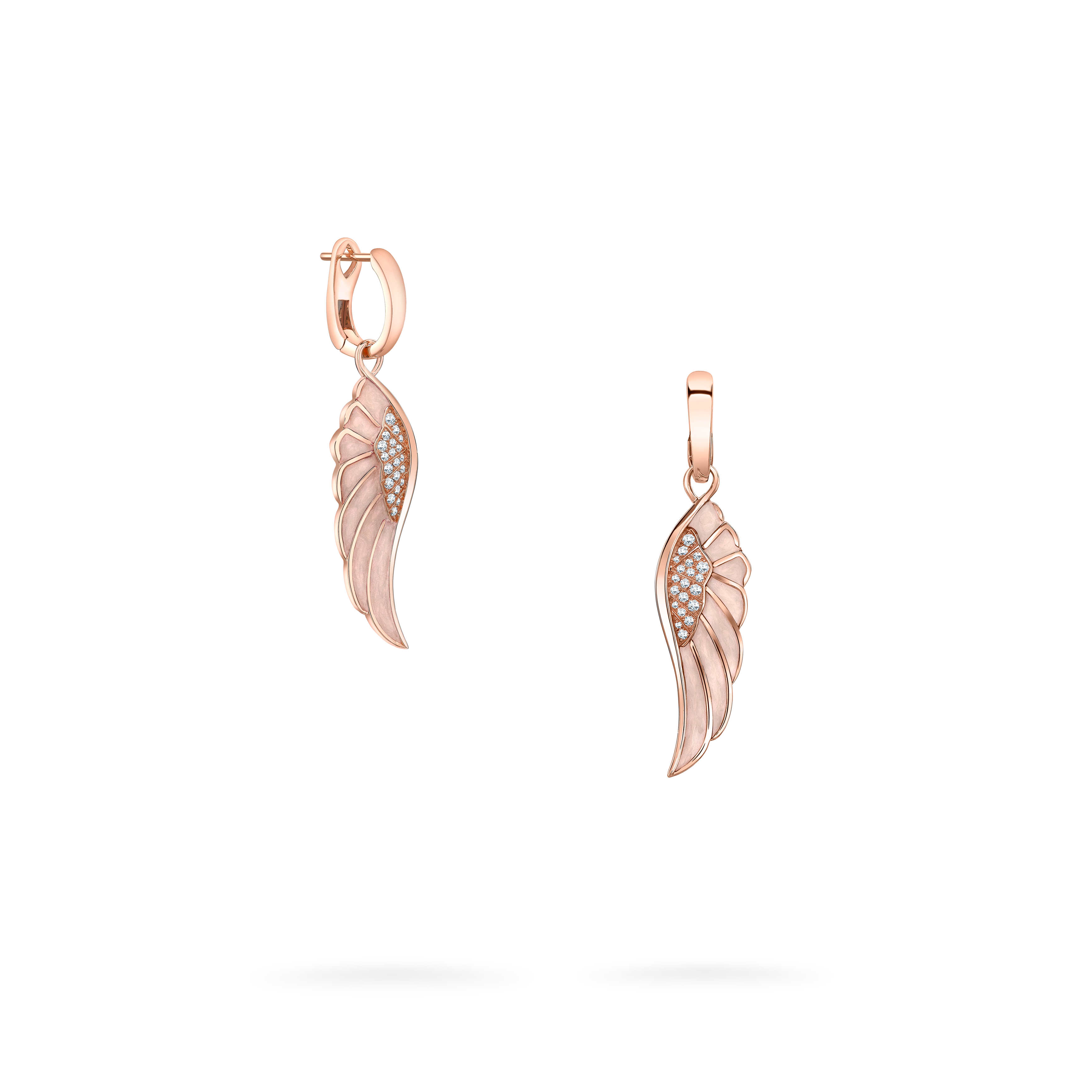 Wings Reflection jewellery collection Spring Hoop and Drop Enamel Earrings In 18ct Rose Gold with Diamonds 2014698 Detail Wings Reflection jewellery collection Spring Hoop and Drop Enamel Earrings In 18ct Rose Gold with Diamonds 2014698 Detail