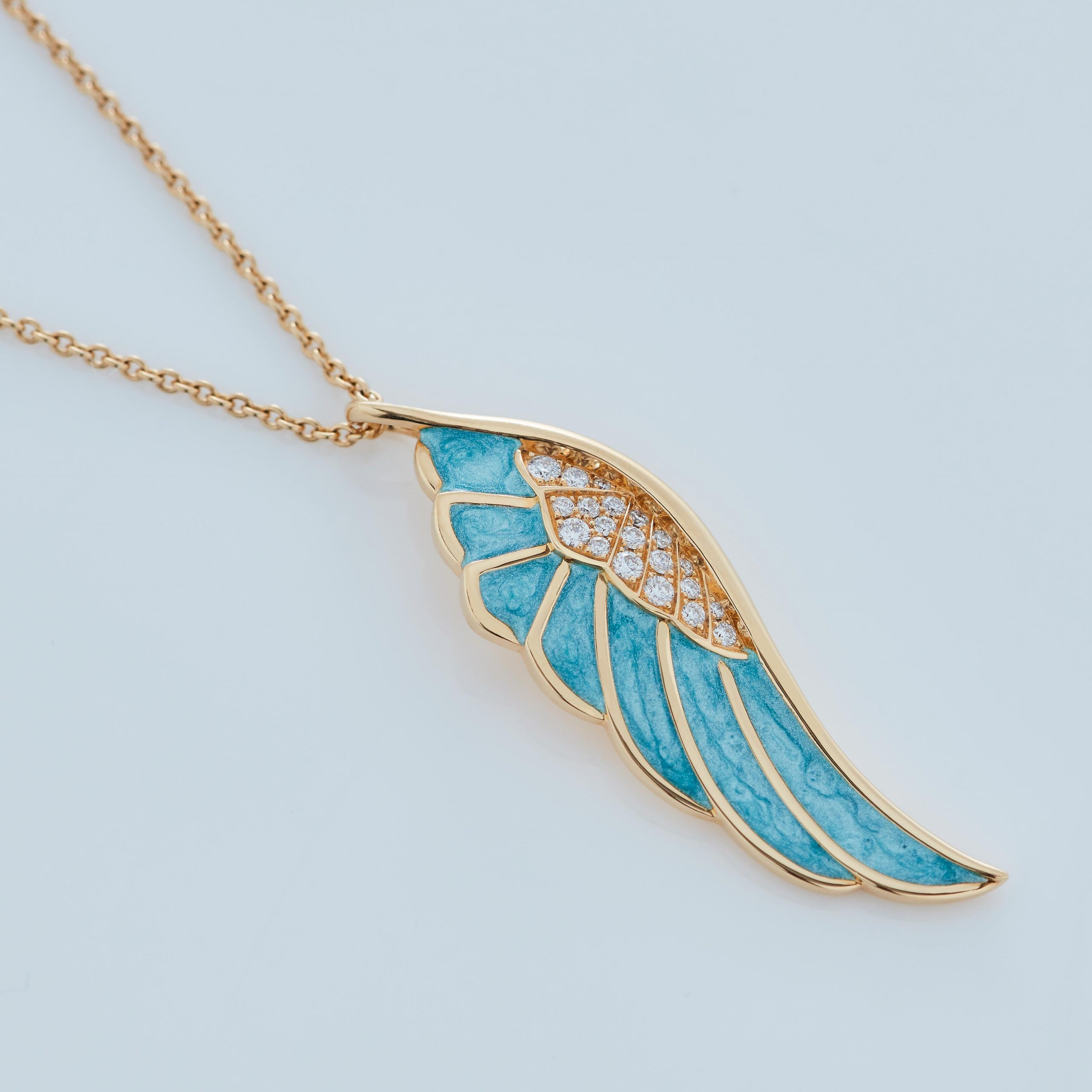 Wings Reflection jewellery collection Summer Enamel Pendant In 18ct Yellow Gold with Diamonds 2014688 Detail View Wings Reflection jewellery collection Summer Enamel Pendant In 18ct Yellow Gold with Diamonds 2014688 Detail View