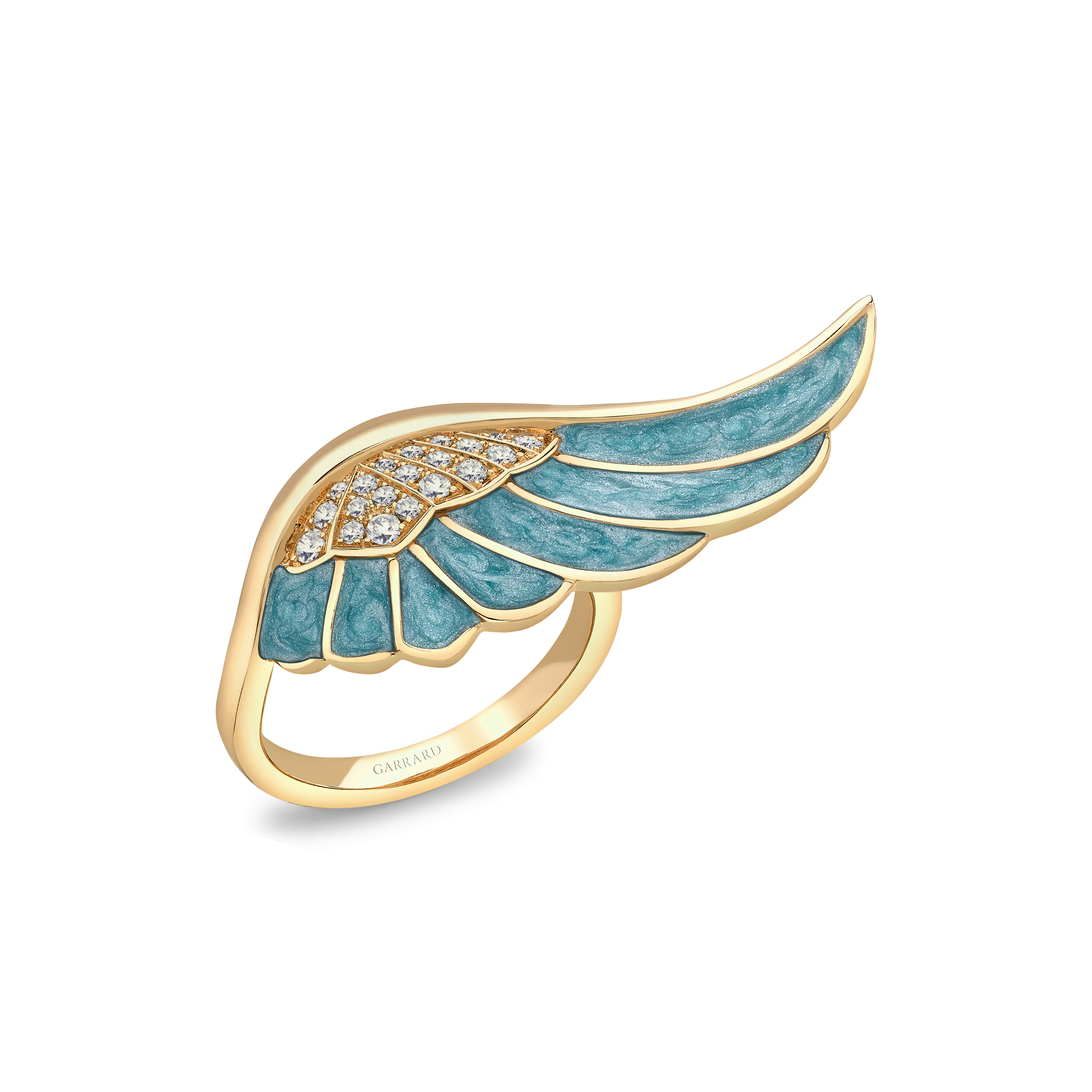 Wings Reflection jewellery collection Summer Enamel Ring In 18ct Yellow Gold with Diamonds 2014706 Hero View Wings Reflection jewellery collection Summer Enamel Ring In 18ct Yellow Gold with Diamonds 2014706 Hero View