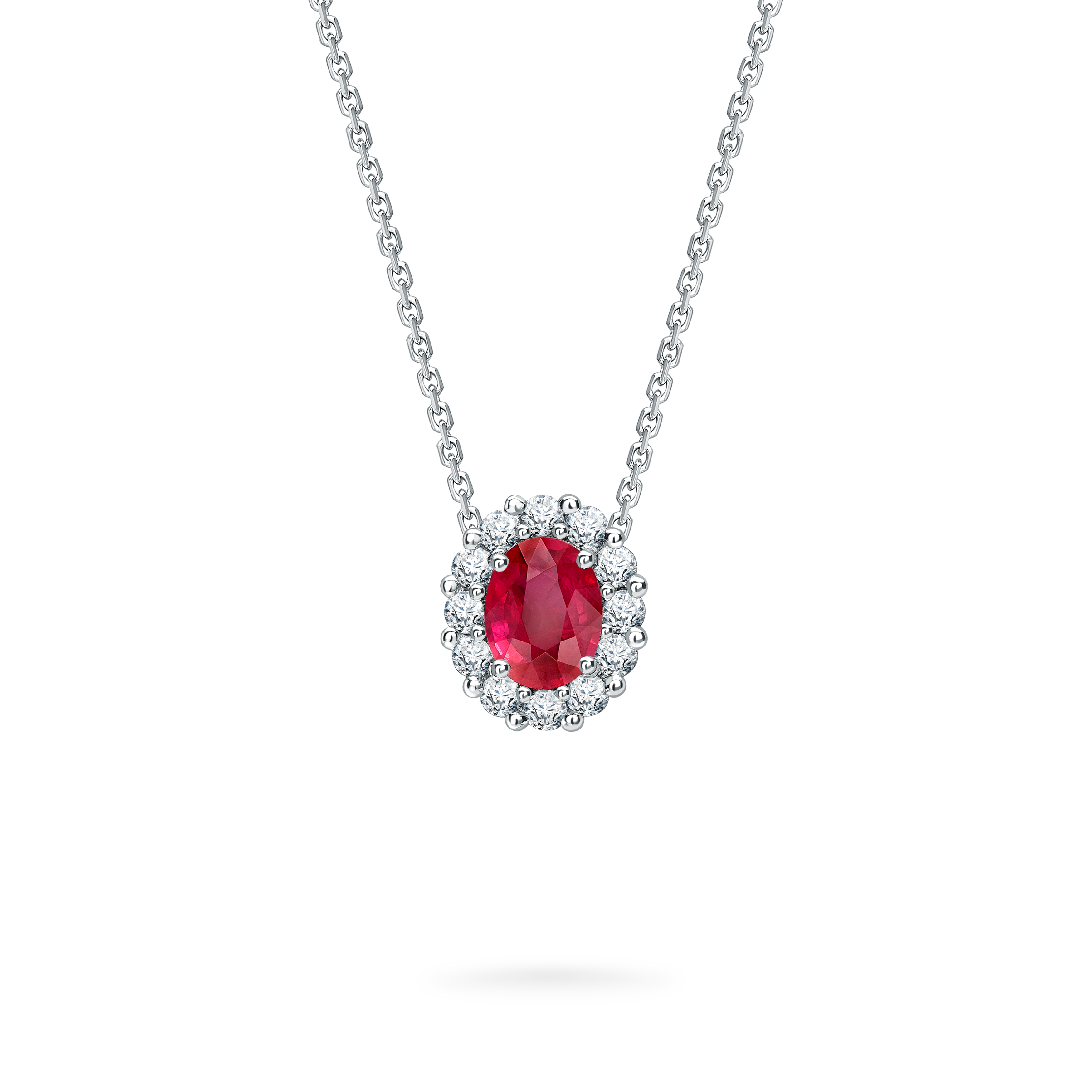 Garrard 1735 jewellery collection Ruby Oval Pendant in Platinum with Diamonds JP17PT02 Hero View Garrard 1735 jewellery collection Ruby Oval Pendant in Platinum with Diamonds JP17PT02 Hero View