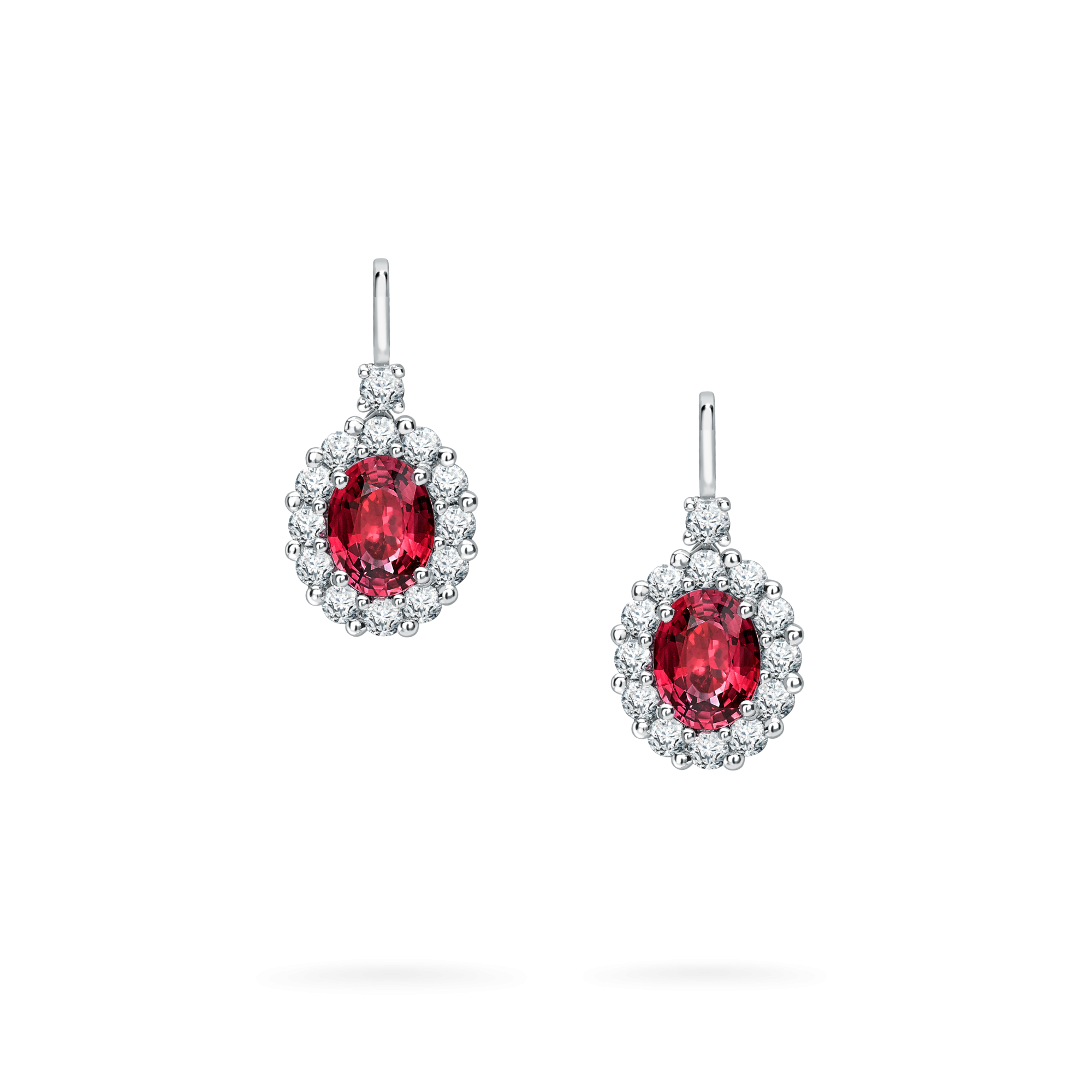 Garrard 1735 jewellery collection ruby drop earrings in Platinum with diamonds JE17PT10 Hero View