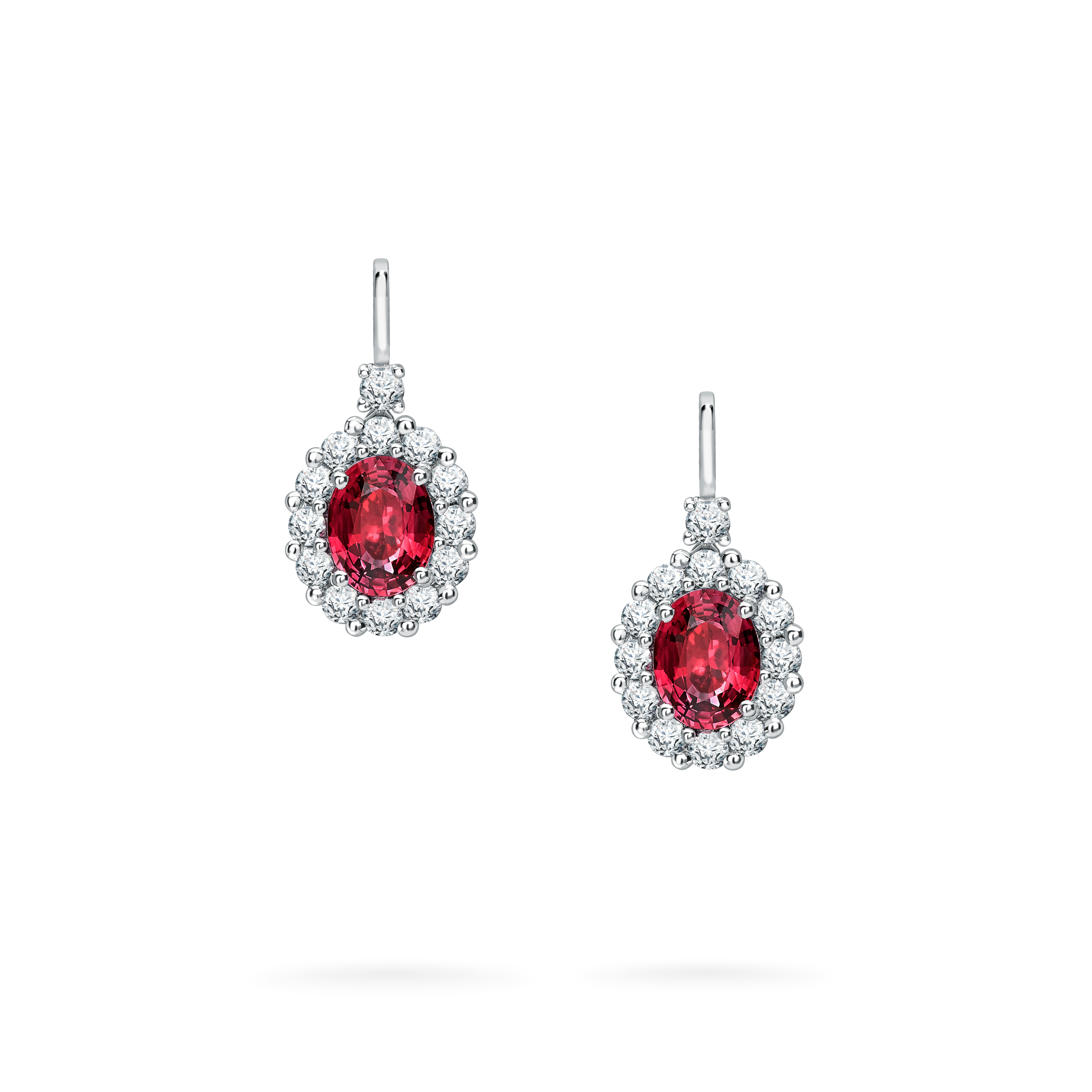 Garrard 1735 jewellery collection ruby drop earrings in Platinum with diamonds JE17PT10 Hero View Garrard 1735 jewellery collection ruby drop earrings in Platinum with diamonds JE17PT10 Hero View